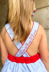 Girls French Knot God Bless the USA Bubble Bloomer Set