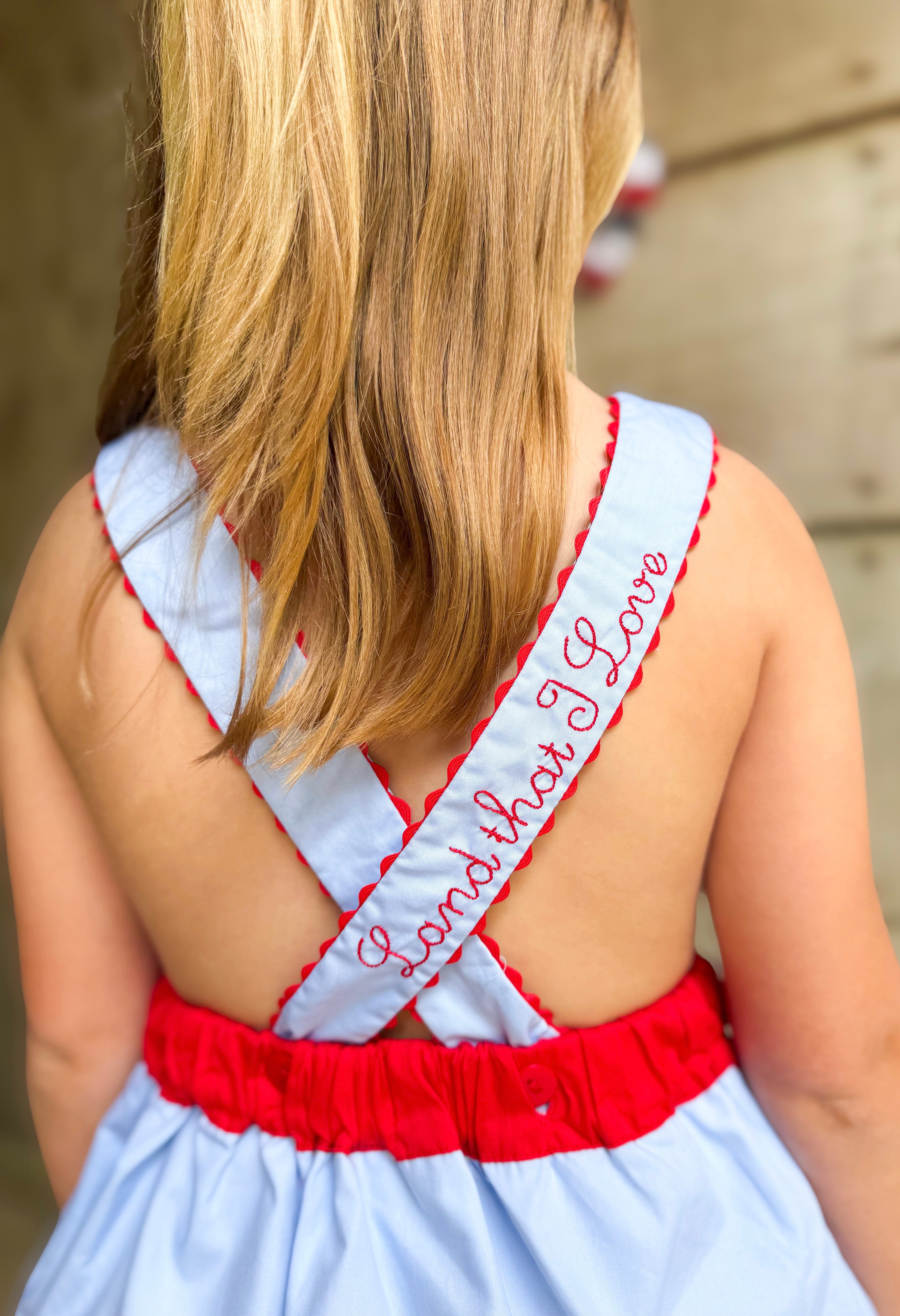 Girls French Knot God Bless the USA Bubble Bloomer Set