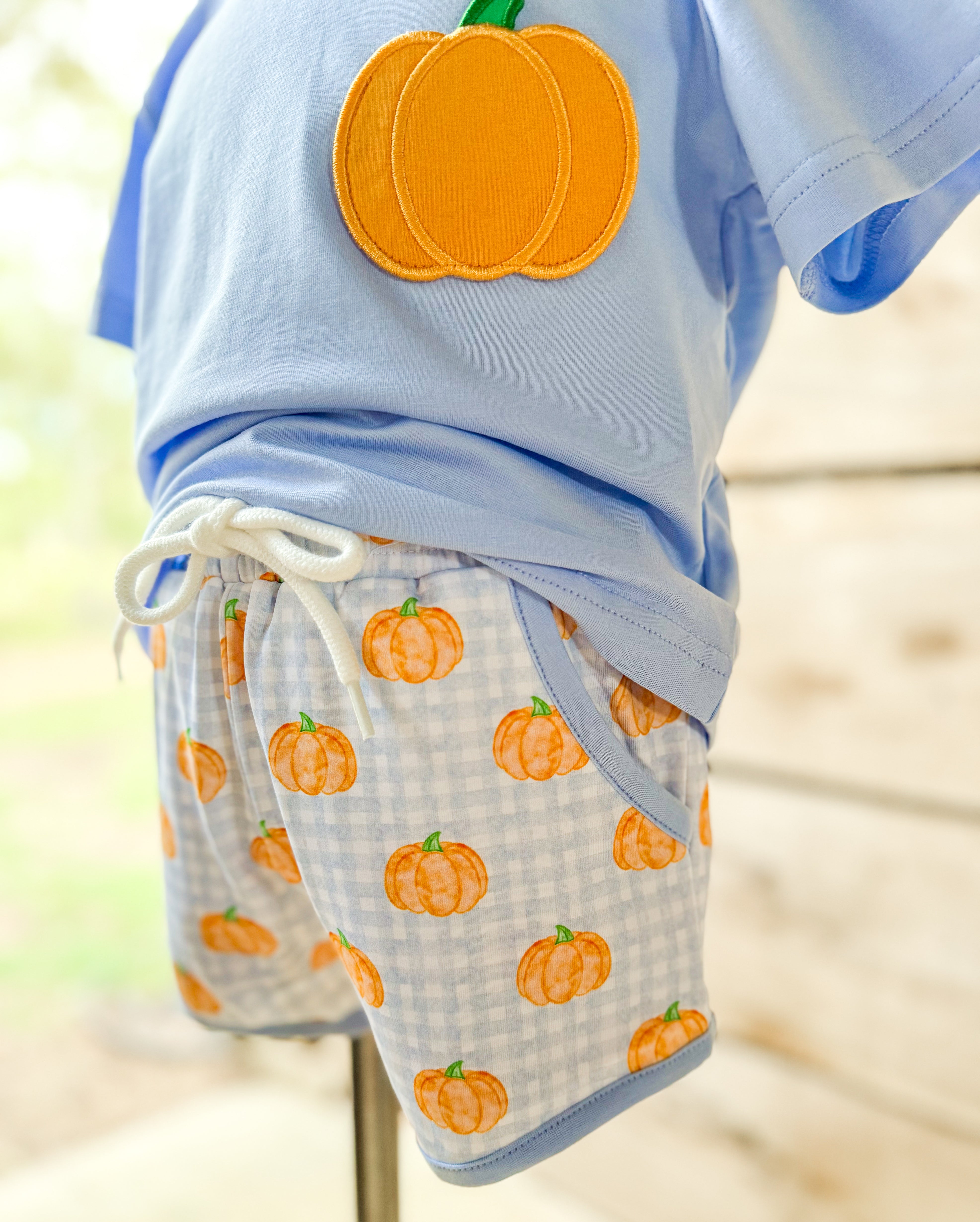 Boys Gingham Pumpkins Short Set