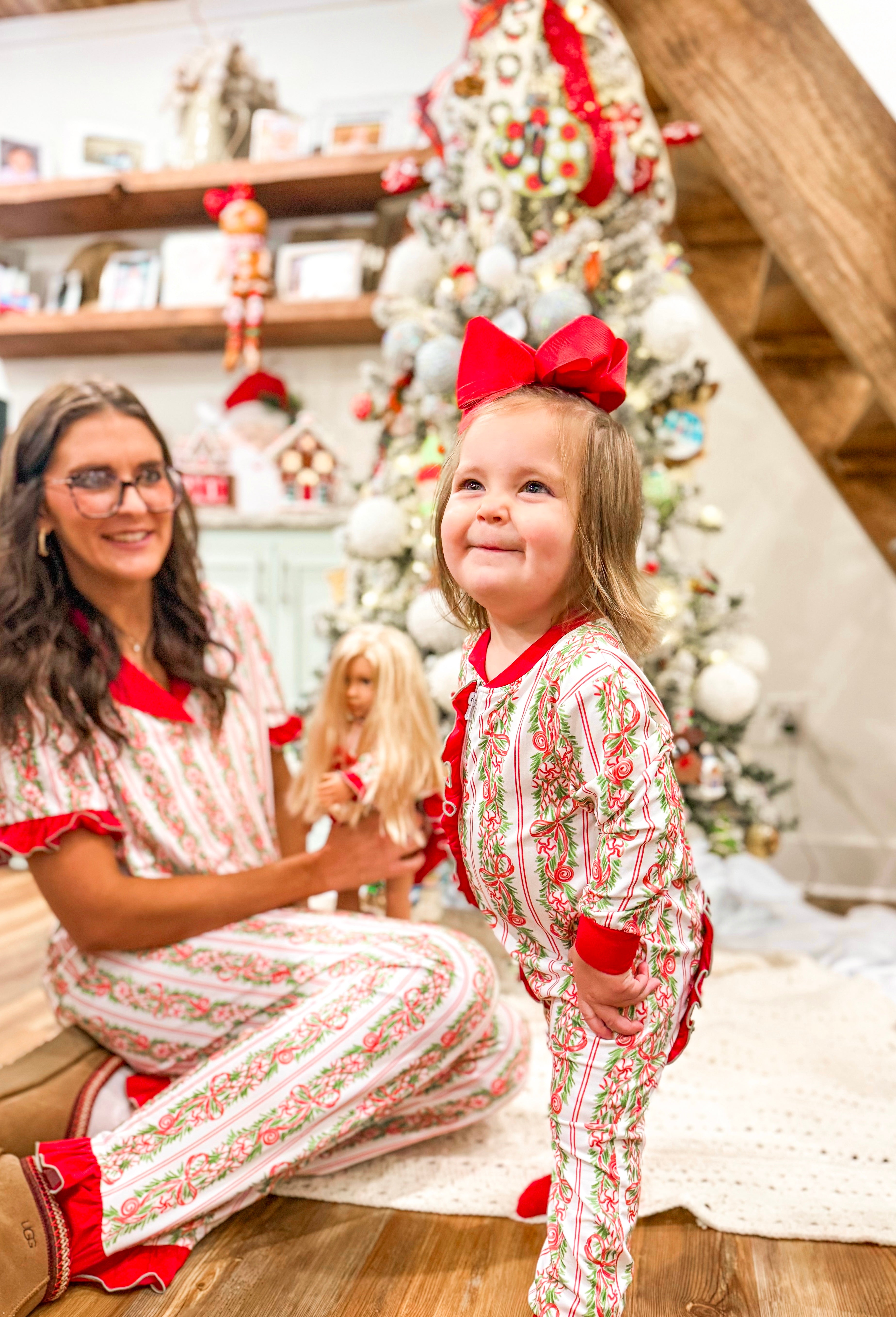 Girls Candy Cane Vines Knit Lounge Zippy