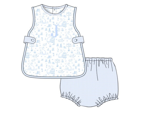 PRE ORDER Boys Bunny Trail Toile Diaper Set | ETA to LBS: FEBRUARY