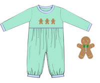 PRE ORDER Boys French Knot Mint Gingerbreads Long Romper | ETA to LBS: OCTOBER