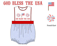 Boys French Knot God Bless the USA Bubble