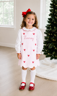 PRE ORDER Girls Embroidered Candy Cane Lane Dress | ETA to LBS: OCTOBER