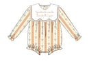 PRE ORDER Girls Embroidered Give Thanks Bubble | ETA to LBS: SEPTEMBER