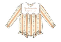 PRE ORDER Girls Embroidered Give Thanks Bubble | ETA to LBS: SEPTEMBER