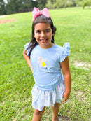 Girls Appliqué 2-Tops School Floral Skort Set