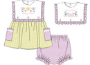 Girls Interchangeable Bib Seersucker Bloomer Set