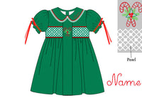 PRE ORDER Girls Embroidered Candy Cane Corduroy Christmas Bloomer Set & Dress | ETA to LBS: OCTOBER