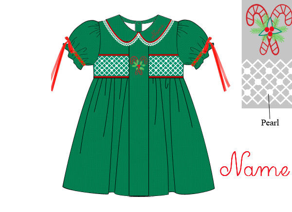 PRE ORDER Girls Embroidered Candy Cane Corduroy Christmas Bloomer Set & Dress | ETA to LBS: OCTOBER