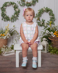 Girls Floral Check Knit Bloomer Set