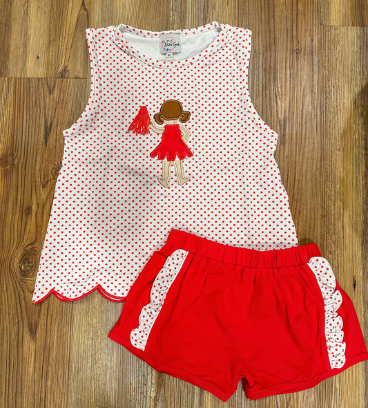 Girls Red Cheerleader Short Set (cheerleader only)