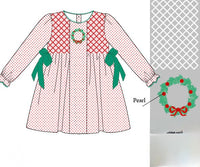PRE ORDER Girls Smocked Christmas Wreath Heirloom Bloomer Set & Dress | ETA to LBS: OCTOBER