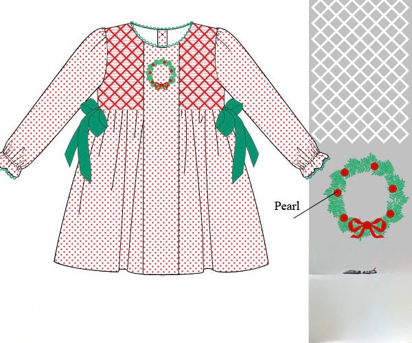 PRE ORDER Girls Smocked Christmas Wreath Heirloom Bloomer Set & Dress | ETA to LBS: OCTOBER