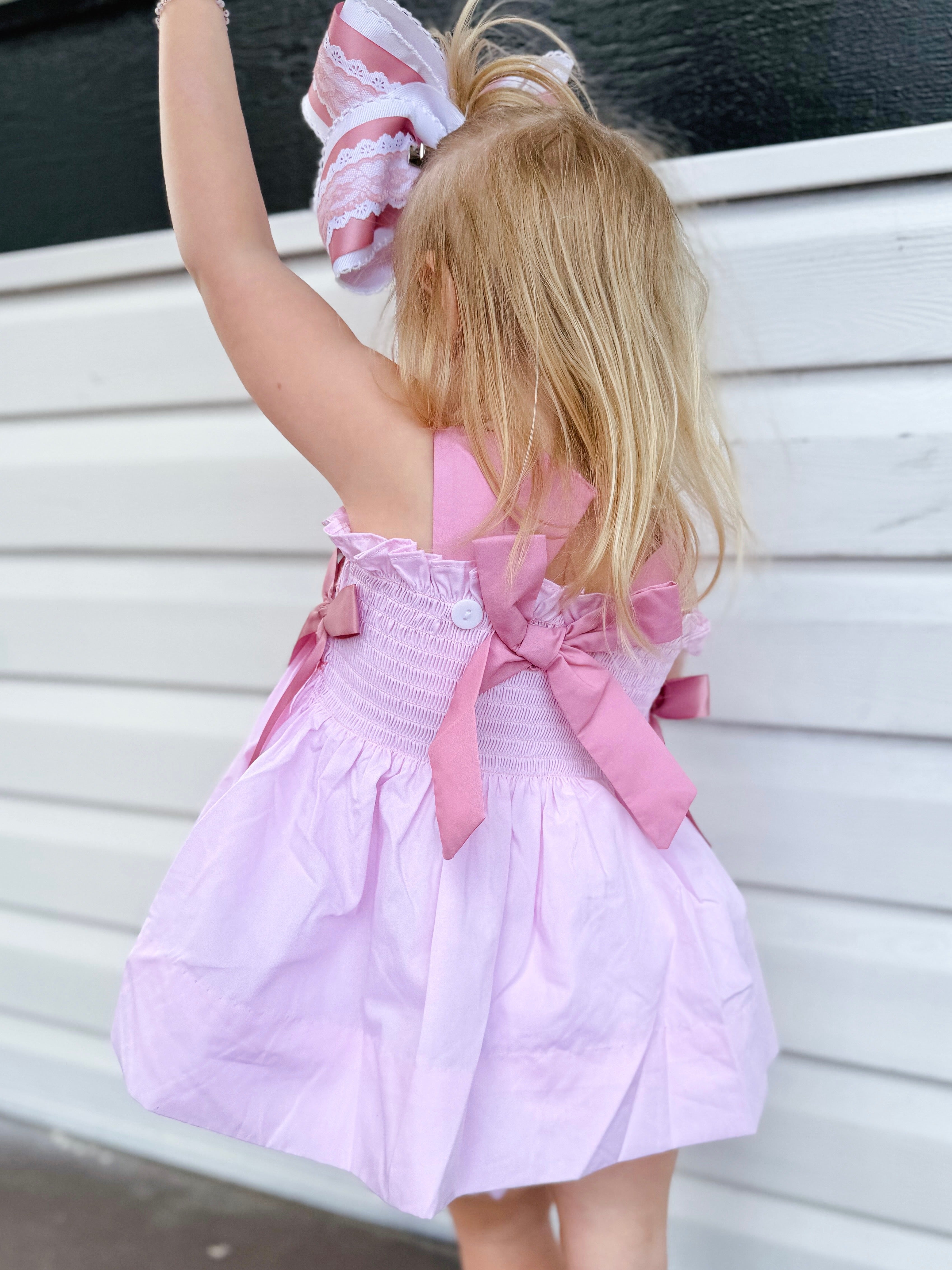 Girls Floral Heirloom Smocked Bloomer Set & Dress