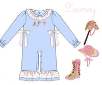 PRE ORDER Girls French Knot Little Buckaroos Long Romper | ETA to LBS: DECEMBER
