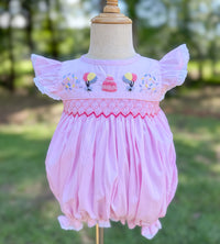 Girls Smocked & French Knot Birthday Girl Bubble
