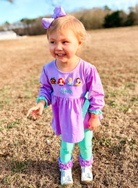 Girls French Knot Princesses Ruffle Leggings Set