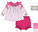 PRE ORDER Girls Custom Smock Blushing Trellis Bloomer Set | ETA to LBS: DECEMBER