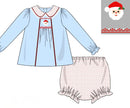PRE ORDER Girls Smocked Blue Christmas Bloomer Set & Dress| ETA to LBS: OCTOBER