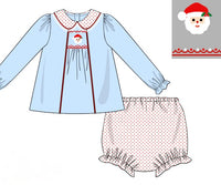 PRE ORDER Girls Smocked Blue Christmas Bloomer Set & Dress| ETA to LBS: OCTOBER