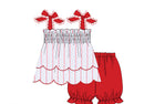 Girls Patriotic Floral Bubble Bloomer Short Set
