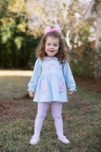 Girls Bow Embroidered Legging Set