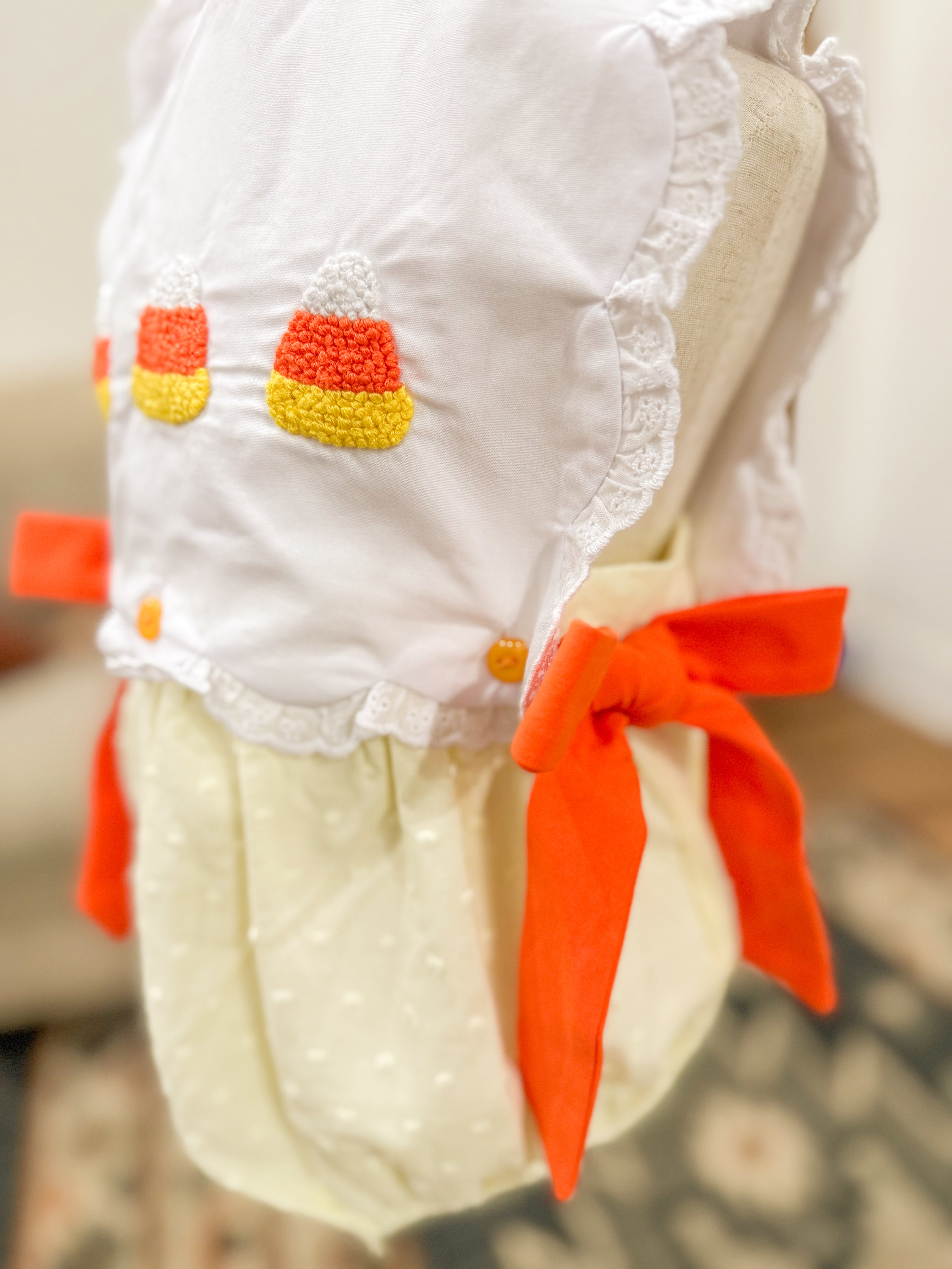 Girls French Knot Candy Corn Bubble