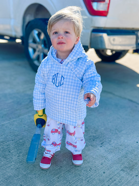 Boys Blue Gingham Coat