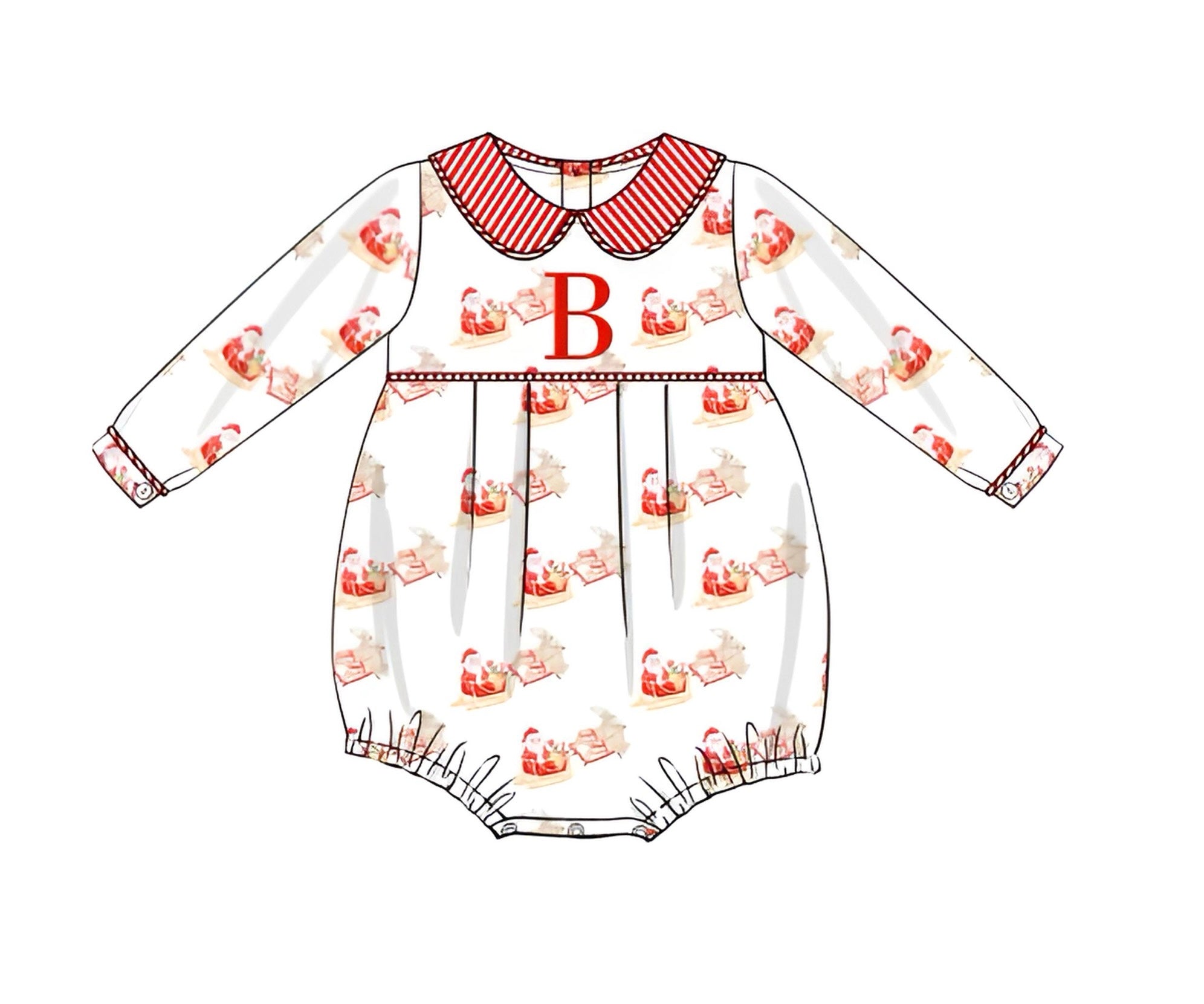 Boys Santas Sleigh “B”  Knit Bubble RTS