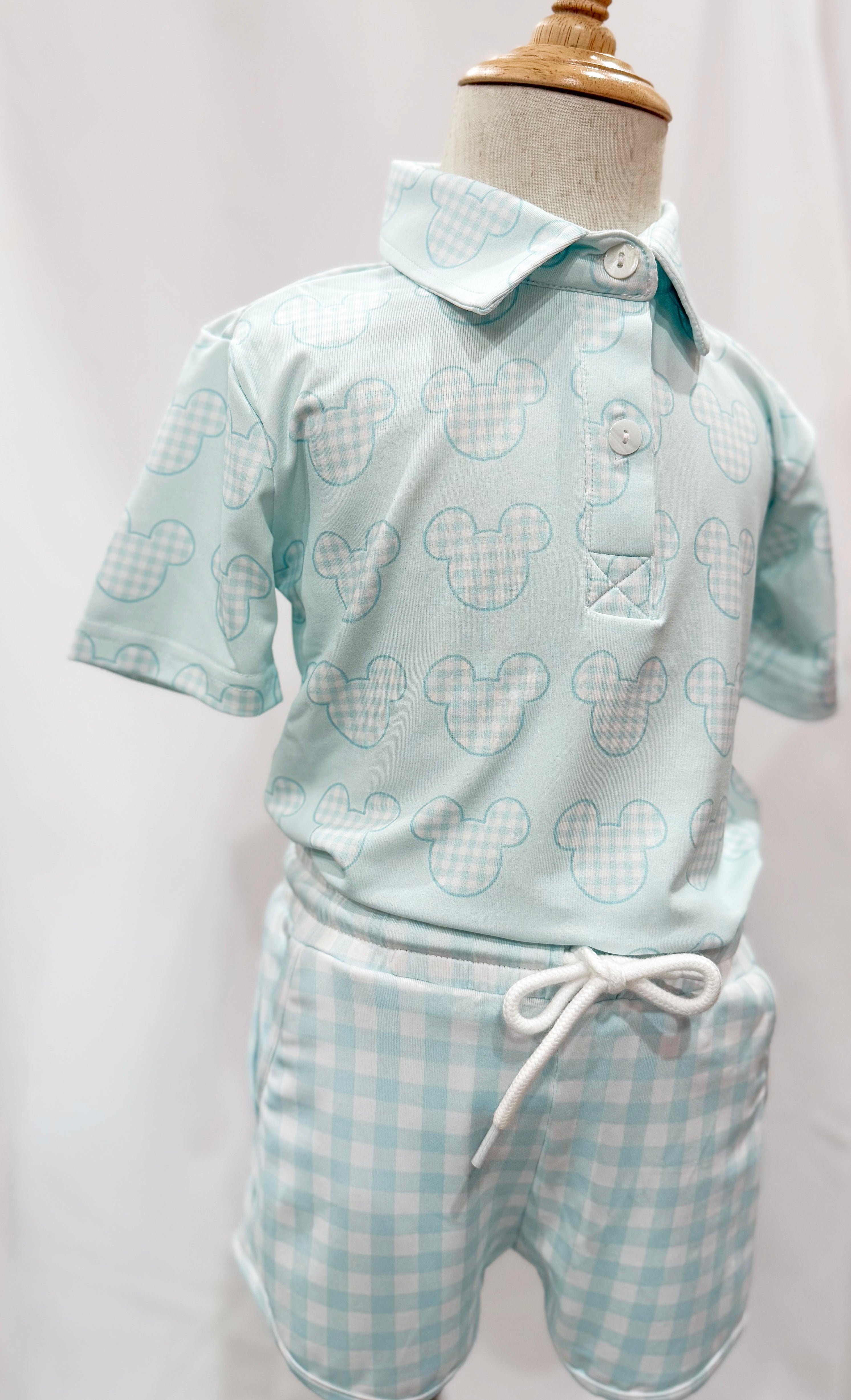 Boys Gingham Mouse Short Set RTS