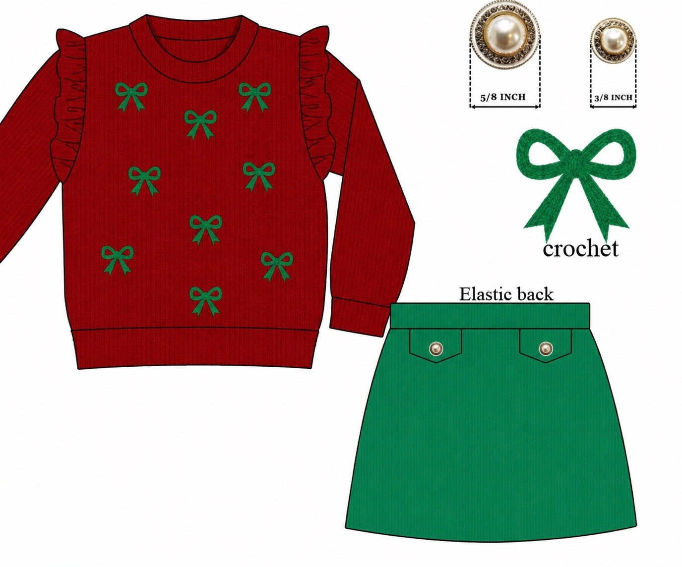 PRE ORDER Girls Crotchet Bows Skirt Set | ETA to LBS: OCTOBER