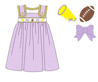 Girls Embroidered Swiss Dot Team Spirit Bloomer Set & Dress