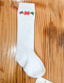 Girls Emboirdered Mistletoe  Knee High Socks