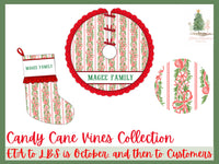 PRE ORDER Candy Cane Vines Quilted Tree Skirt | ETA to LBS: October
