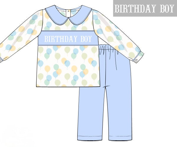 PRE ORDER Boys Custom Smock Birthday Boy Pant Set | ETA to LBS: DECEMBER