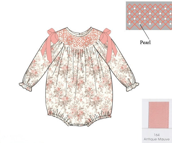 PRE ORDER Girls Smocked Mauve Floral Antique Bubble | ETA to LBS: SEPTEMBER