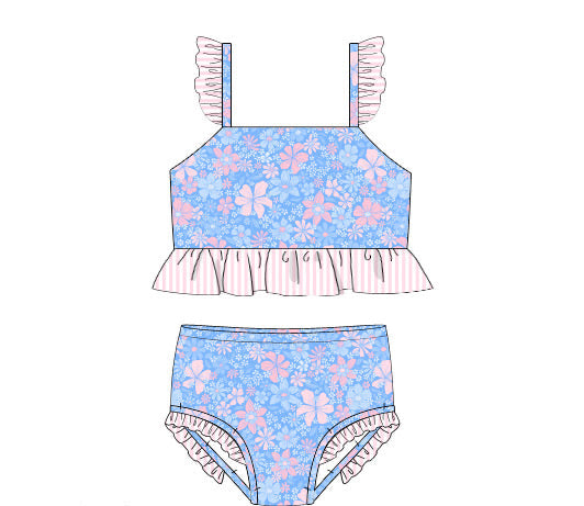Girls Blooming Blues Two-Piece Swimsuit