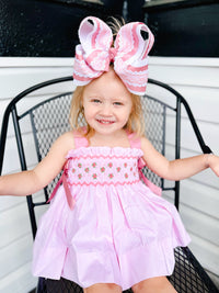 Girls Floral Heirloom Smocked Bloomer Set & Dress