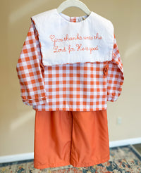 Boys Embroidered Give Thanks Pant Set