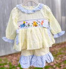 Girls Hundred Acre Woods Smocked Ruffle Pants Set