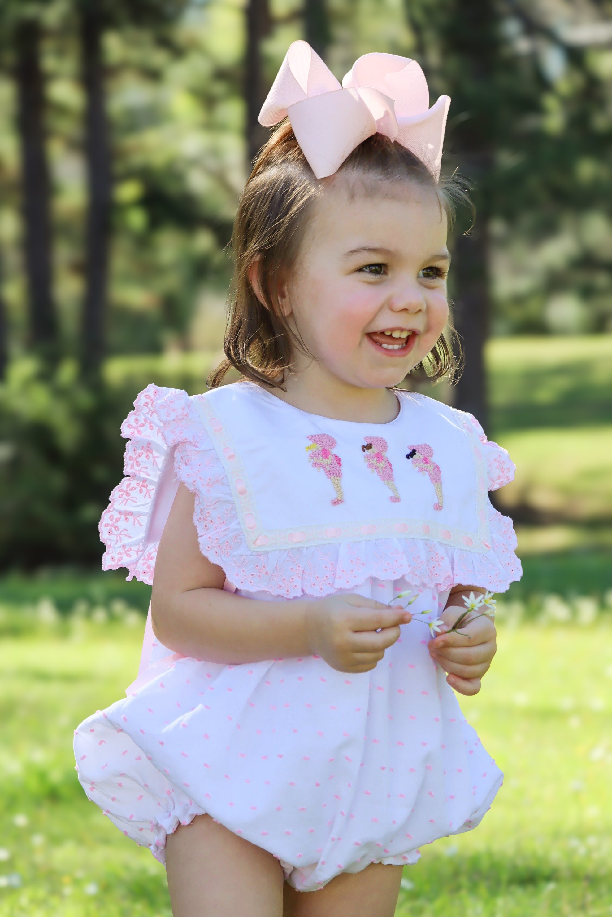 Girls French Knot Light Skin Little Miss Dolly Bloomer Set & Dress