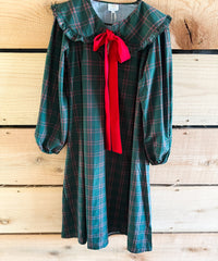Womens Evergreen Plaid Midi Dress