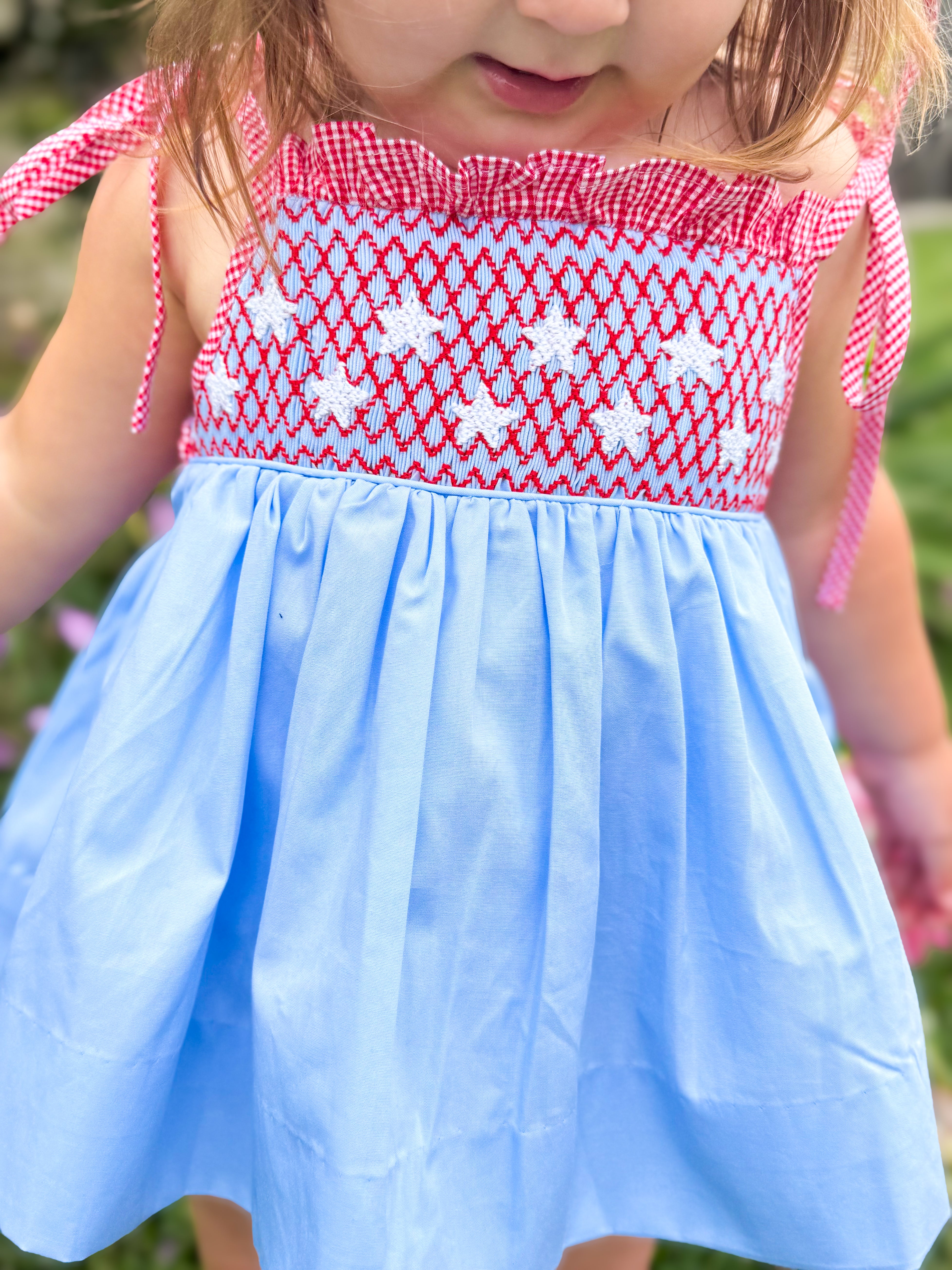 Girls Smocked Liberty Lane Bloomer Set & Dress