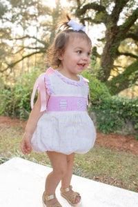 PRE ORDER Girls Swiss Dot Smocked Easter Egg Bubble | ETA to LBS: LATE FEBRUARY