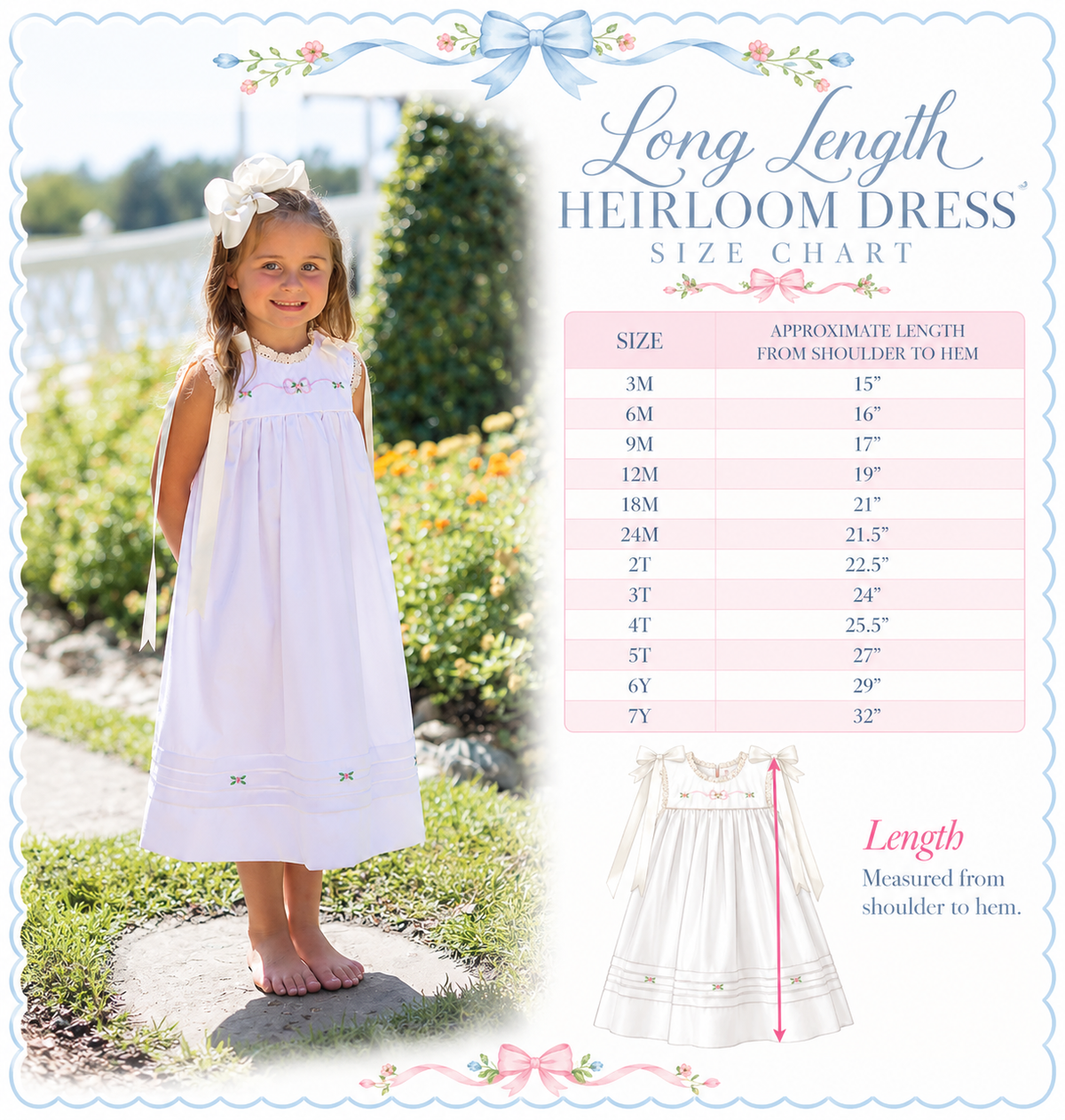 PRE ORDER Girls White Bow Heirloom Bloomer Set & Dress | ETA to LBS: FEBRUARY