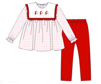 Girls Gingham Santa Legging Set