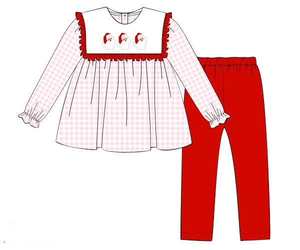 Girls Gingham Santa Legging Set