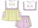 Girls Interchangeable Bib Seersucker Short Set