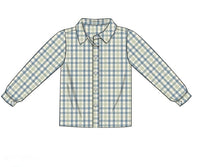 PRE ORDER Boys & Men’s Blue Willow Plaid Button Down Polo | ETA to LBS: SEPTEMBER